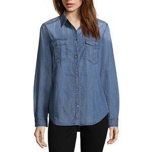 Dark Wash Jean Button Up Top